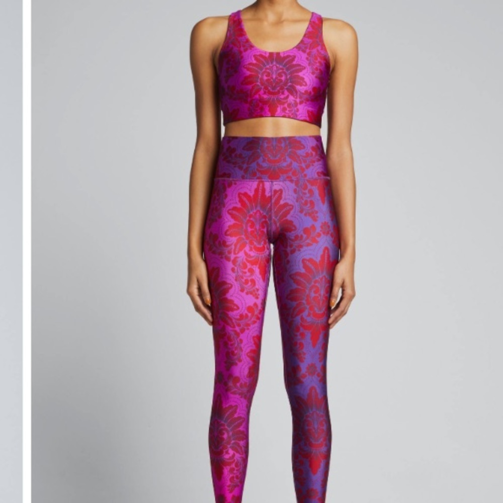 Terez Magenta and Purple Floral High-Waist Leggings